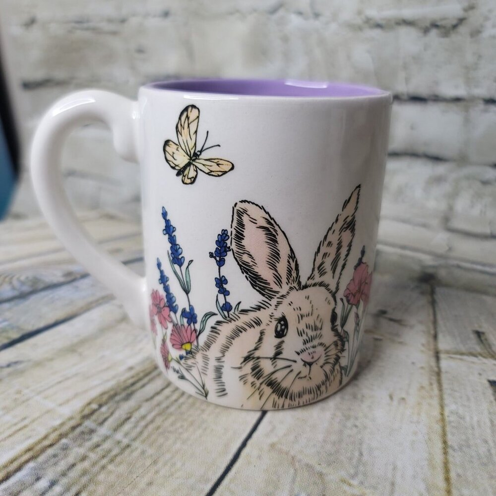 Spectrum Designz 2021 SD Bunny Rabbit & Yellow Butterfly  Mug Cup 18 oz